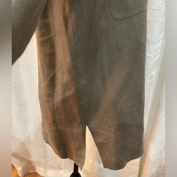 Evelyn & Arthur 100% Linen shirt, jacket, size, large  brown olive color career - Picture 7 of 9